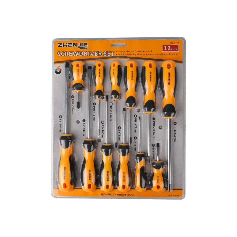 Conjunto de chave de fenda 12pcs Phillips e quadrada CRV