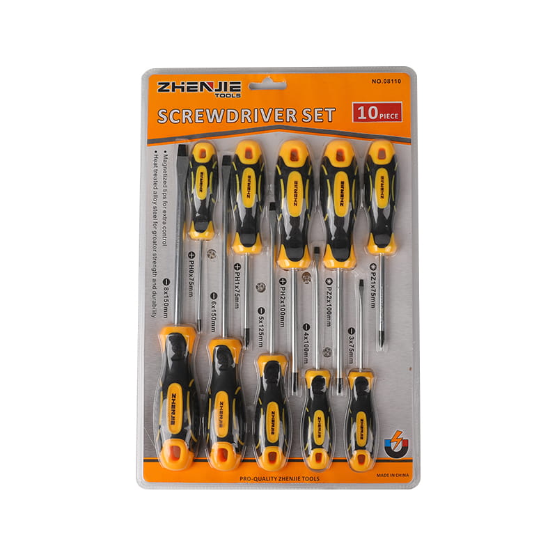 Conjunto de chave de fenda Phillips Pozidriv CRV de 10 unidades