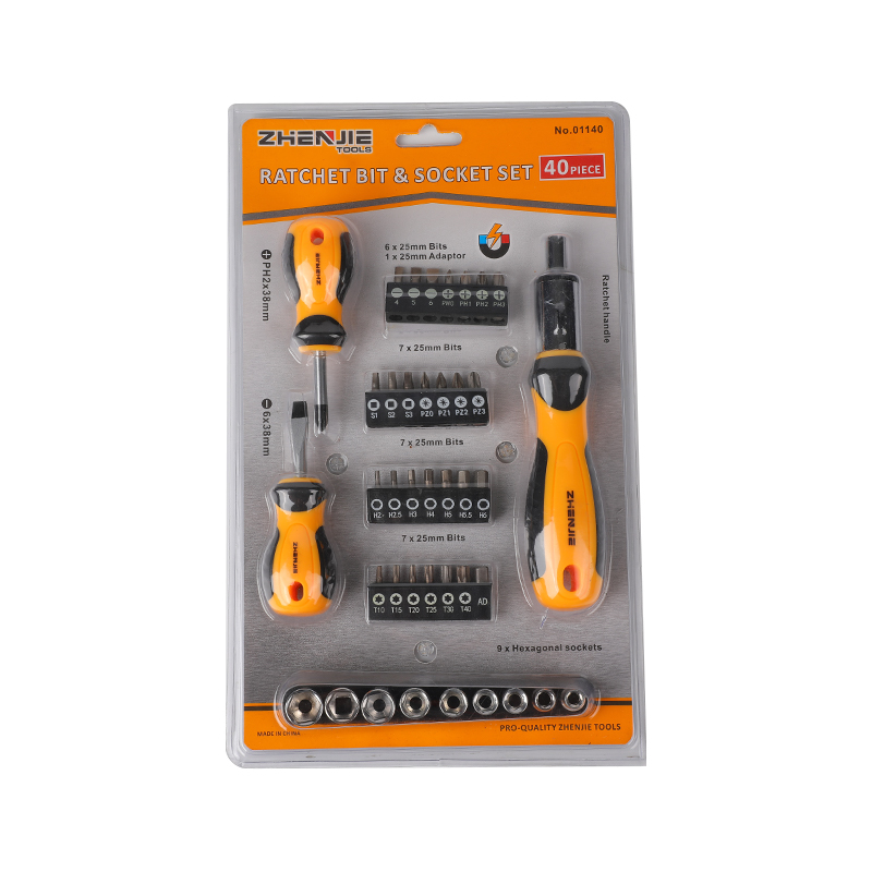 Conjunto de bits e soquetes de catraca para embalagem em blister duplo de 40 unidades
