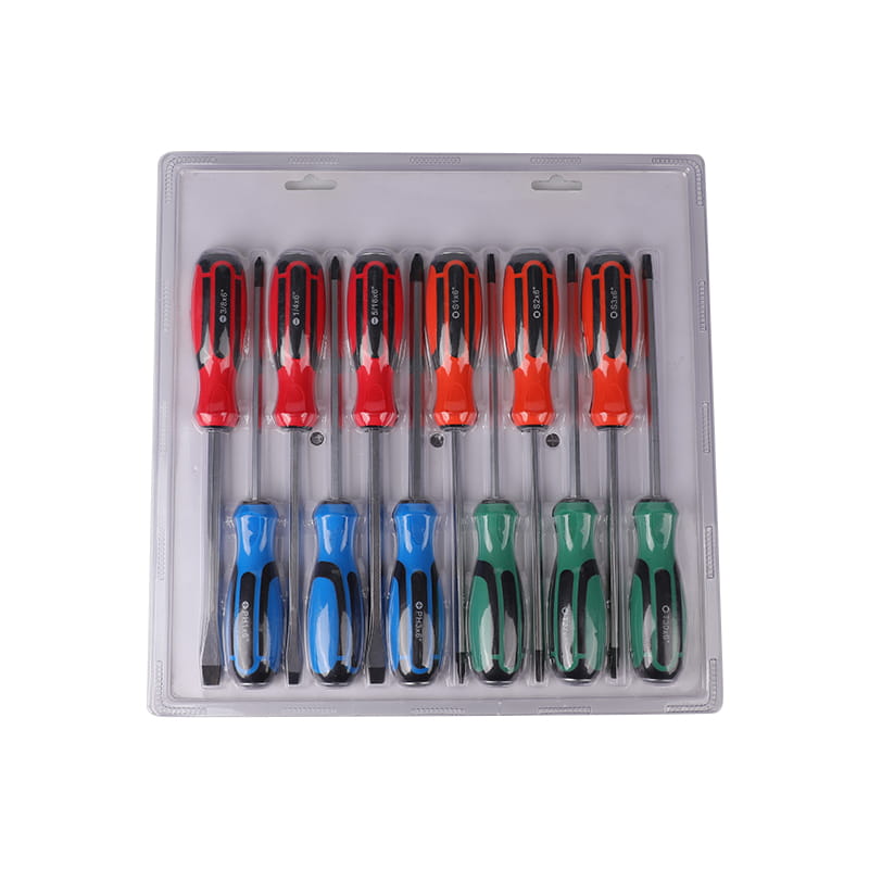 Conjunto de chave de fenda profissional de 12 unidades de cores misturadas