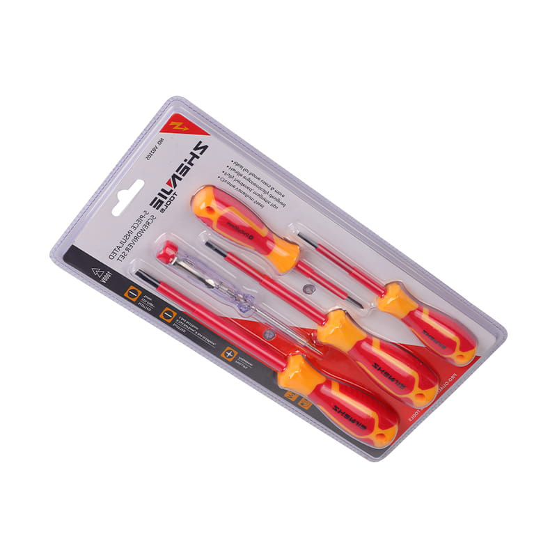 Conjunto de ferramentas de chave de fenda com alça CRV PP e TPR com 5 peças isoladas