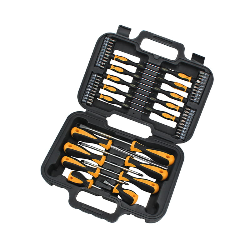 Conjunto de bits de chave de fenda CRV com caixa de exibição de 58 unidades e blister duplo