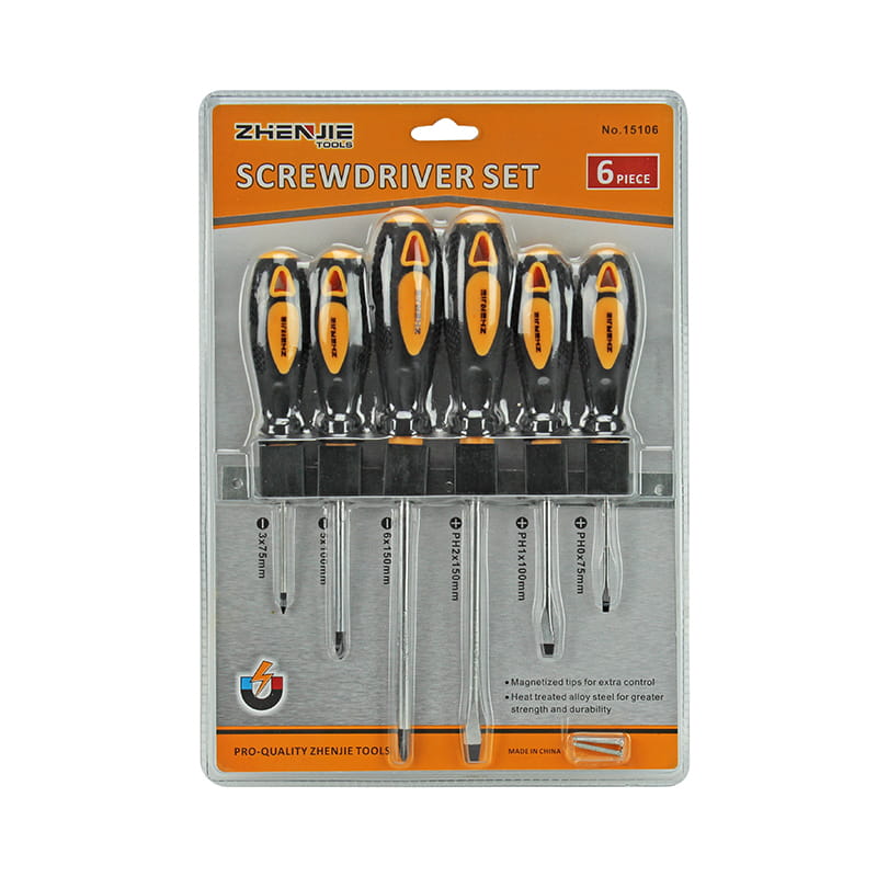 Conjunto de chave de fenda CRV para embalagem em bolha dupla 6 unidades