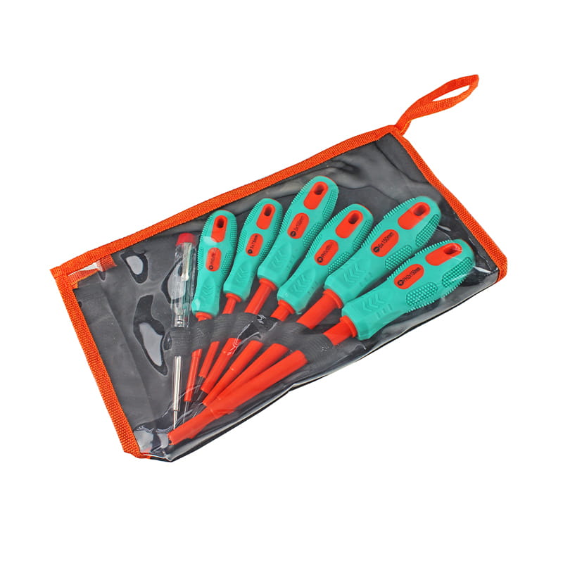 7pcs #0x75-#1x100-#2x150mm Conjunto de chave de fenda isolada com fenda e Phillips