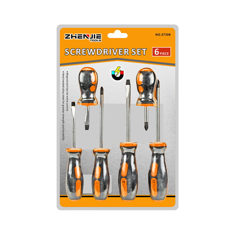 Conjunto de chave de fenda CRV com alça macia de injeção dupla 6pcs 