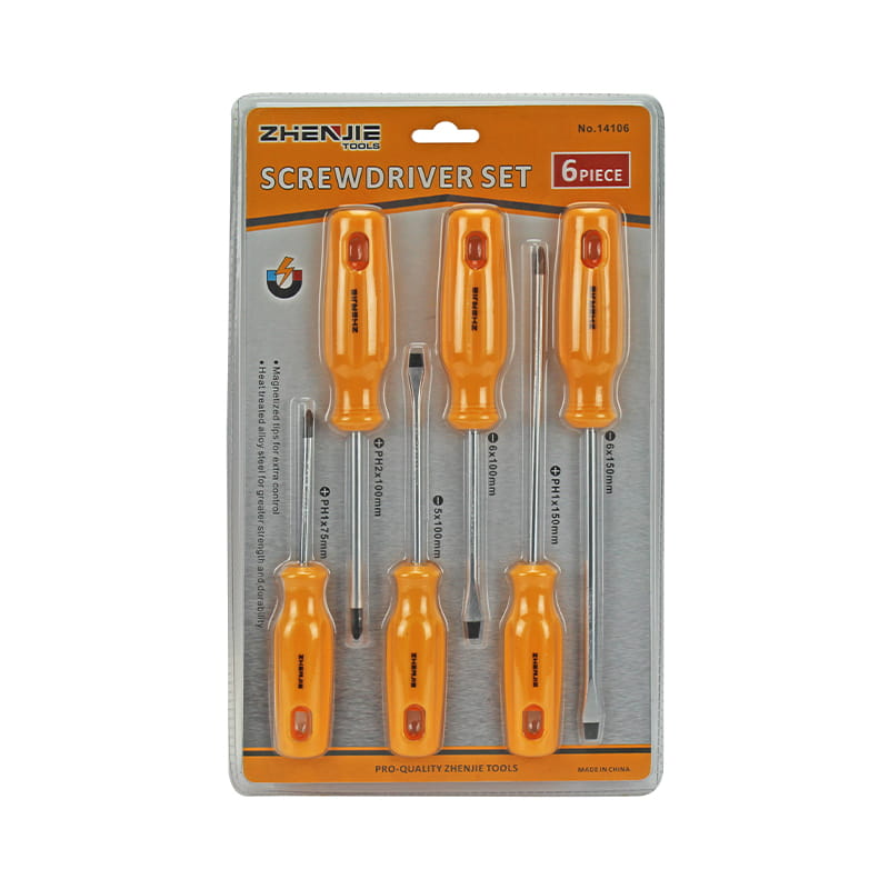 Conjunto de chave de fenda CRV com alça de 6 unidades ergonomicamente projetada