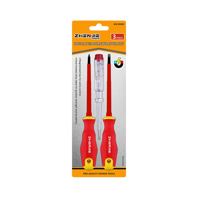 Conjunto de chave de fenda isolada CRV de ponta magnetizada com fenda e Phillips 3 unidades