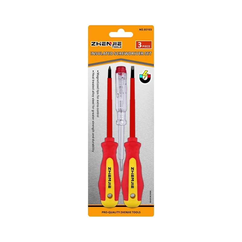Conjunto de chave de fenda isolada com ponta magnetizada 3pcs com fenda e Phillips